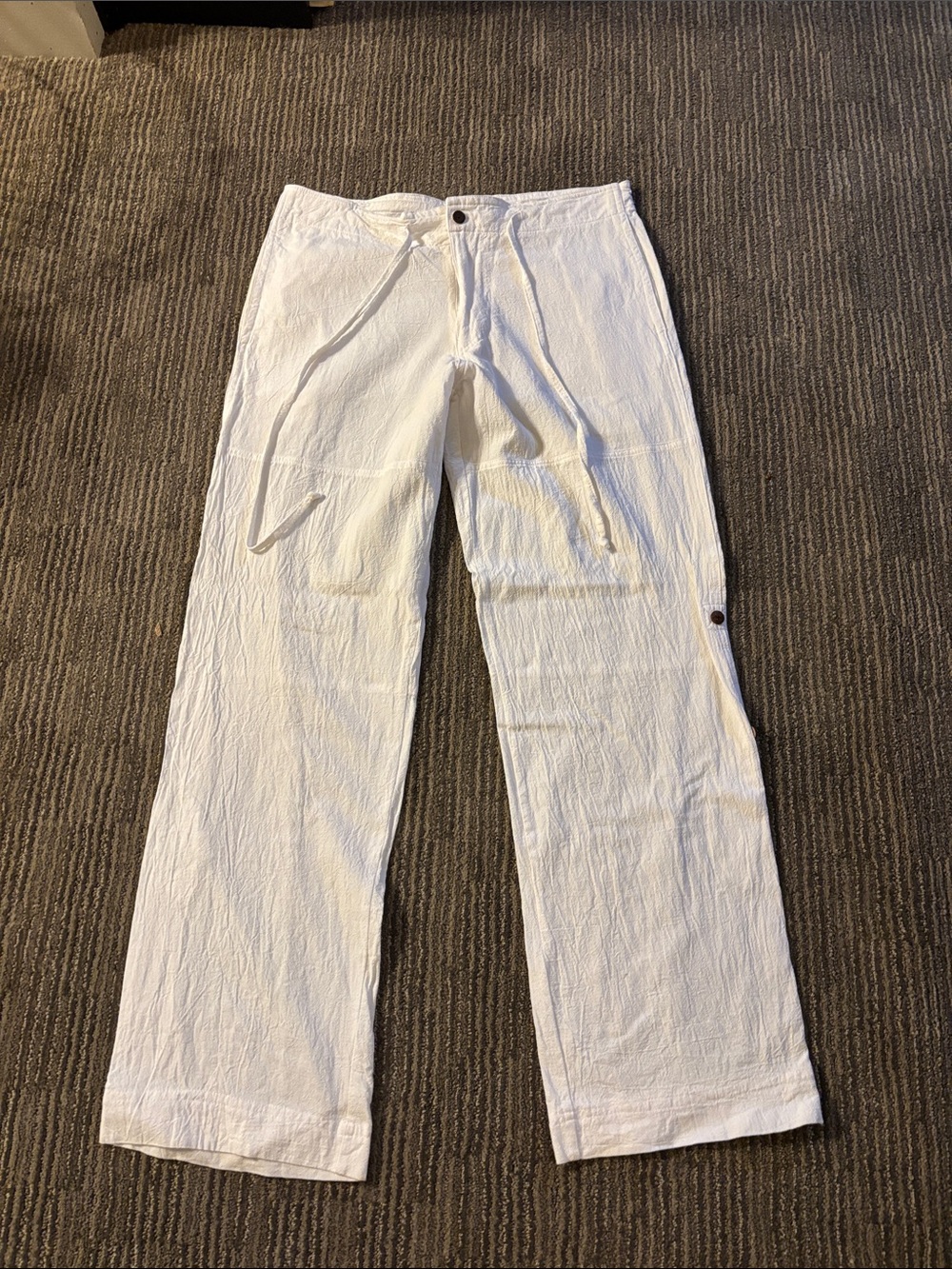 Men's White Casual Drawstring Pants
